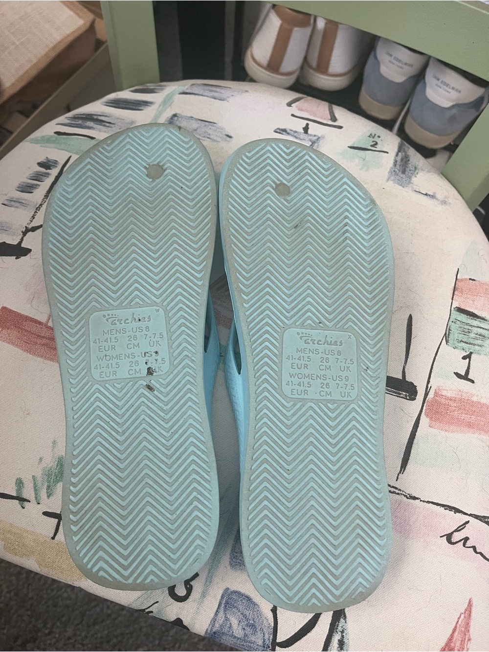 Archie’s Light Blue Flip Flop Sandals size 9 - Women's Casual Beach Thongs - Picture 3 of 4